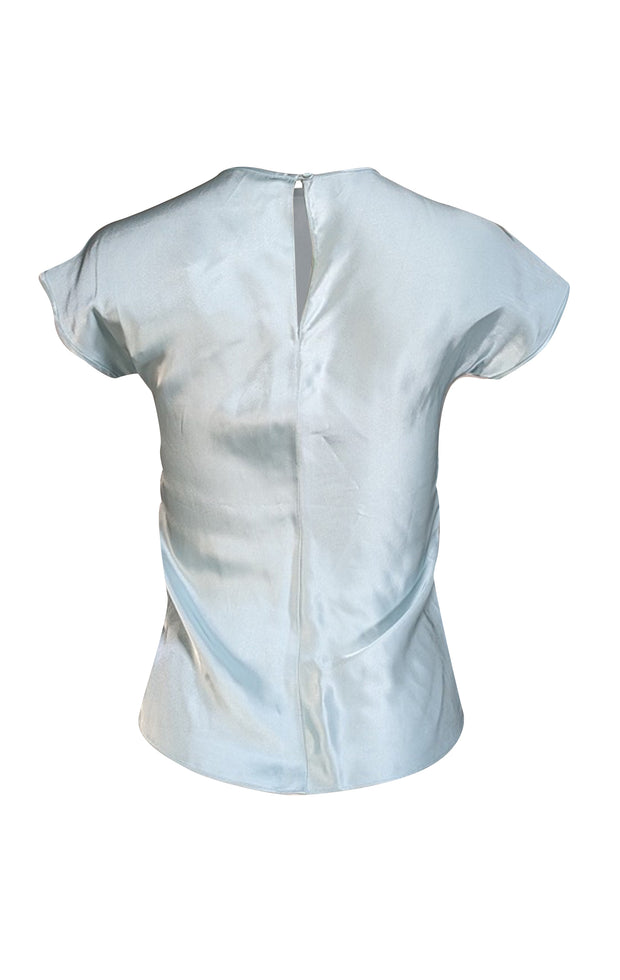 Helmut Lang - Seafoam Green Satin Cap Sleeve Top Sz XS - Current Boutique