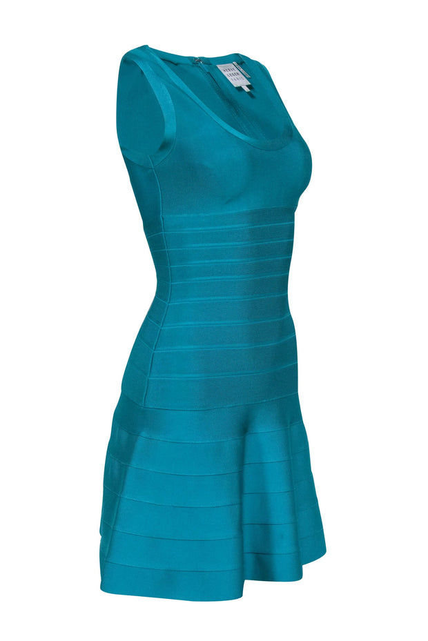 Herve Leger - Turquoise Sleeveless Fit & Flare Bandage Dress Sz S Herve Leger - Turquoise Sleeveless Fit & Flare Bandage Dress Sz S