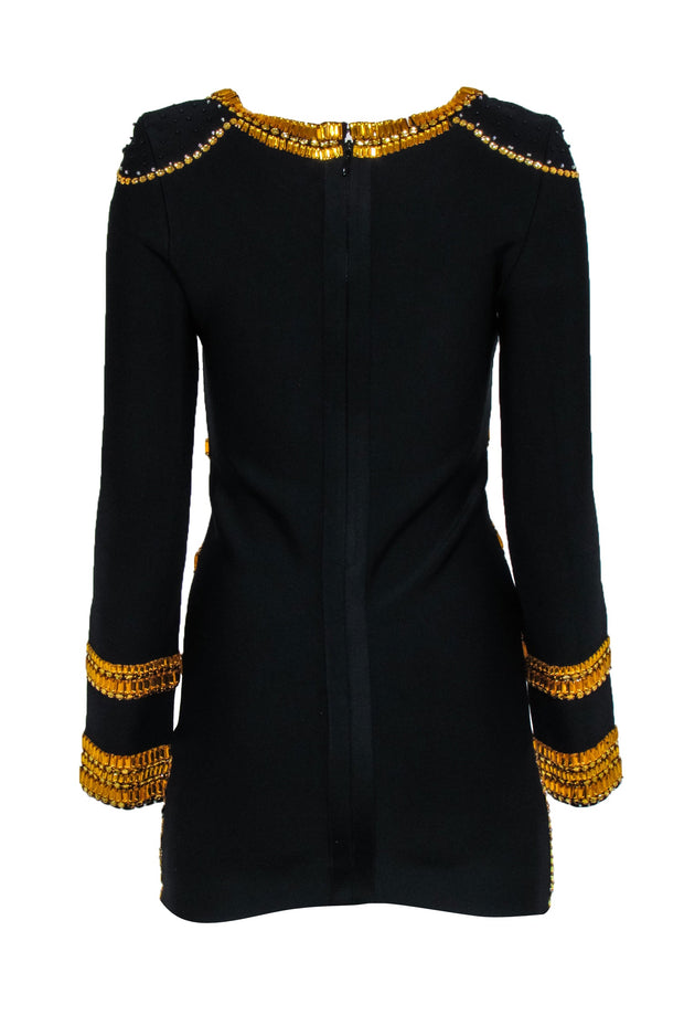 Herve Leger - Black Bandage with Gold Jewel Trim Sz XL Herve Leger - Black Bandage with Gold Jewel Trim Sz XL