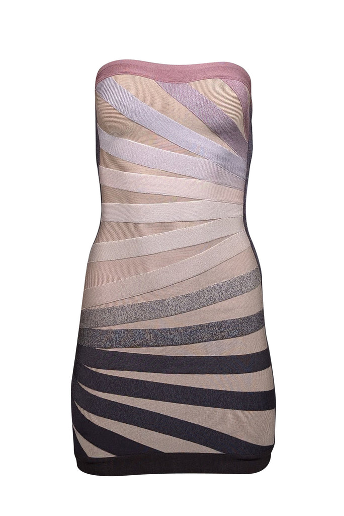 Herve Leger - Beige, Grey, & Pink Ombre Bianca Bandage Dress Sz XS Herve Leger - Beige, Grey, & Pink Ombre Bianca Bandage Dress Sz XS