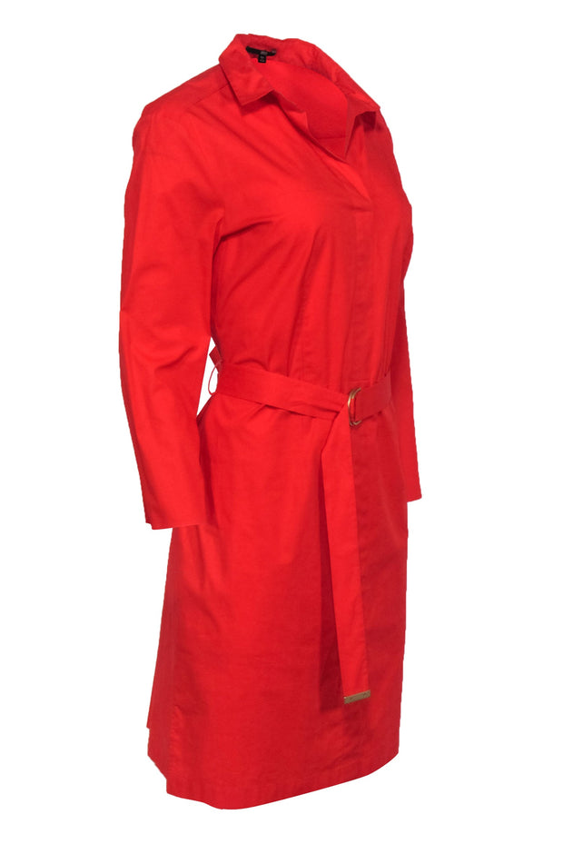 red belted shirt dress Belted Midi Shirt Dress