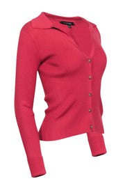 Current Boutique-Intermix - Rust Red Ribbed Knit Polo Top Sz S