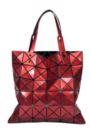 Current Boutique-Issey Miyake - Red Metallic Geometric Paneled "Lucent" Tote Bag