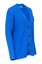 Current Boutique-J.Crew - Pool Blue Chunky Knit Wool Blend Cardigan Sz S