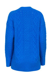 Current Boutique-J.Crew - Pool Blue Chunky Knit Wool Blend Cardigan Sz S