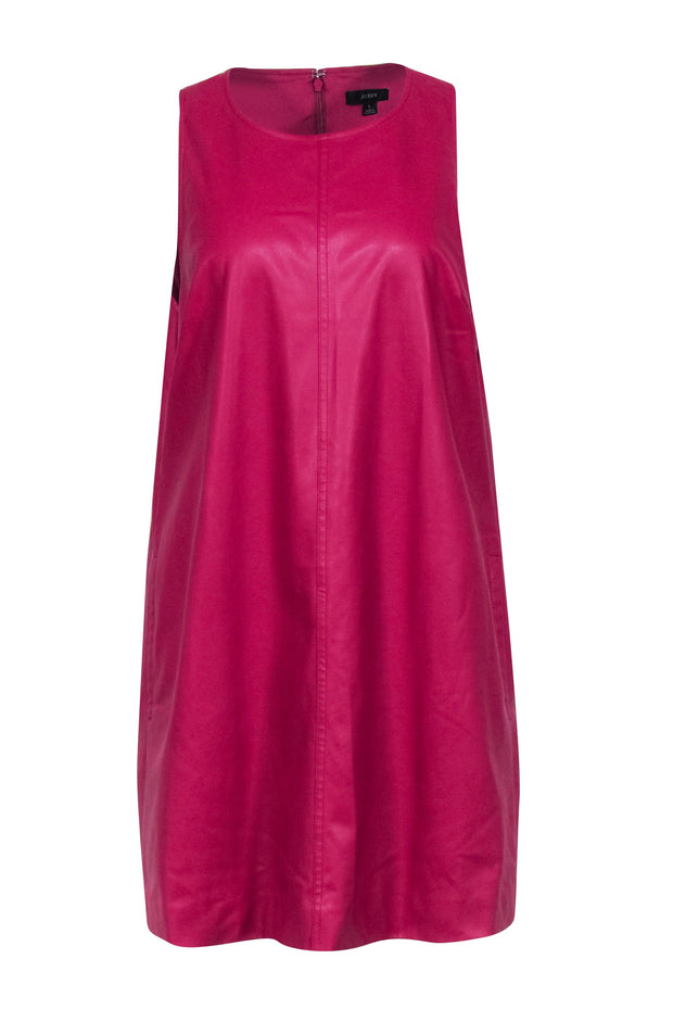 J.Crew - Hot Pink Faux Leather Sleeveless Shift Dress Sz L J.Crew - Hot Pink Faux Leather Sleeveless Shift Dress Sz L