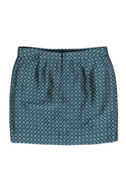 Current Boutique-J.Crew Collection - Teal & Black Jacquard Print Mini Skirt Sz 6