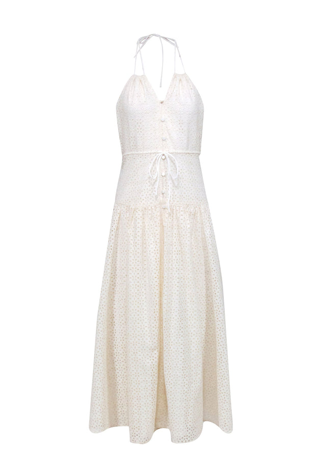 J.Crew Collection - Ivory Eyelet Halter Midi Dress Sz 2 J.Crew Collection - Ivory Eyelet Halter Midi Dress Sz 2