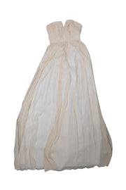 Current Boutique-J.Crew - Cream Ruched Silk Chiffon Strapless Formal Dress Sz 00