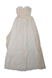 Current Boutique-J.Crew - Cream Ruched Silk Chiffon Strapless Formal Dress Sz 00