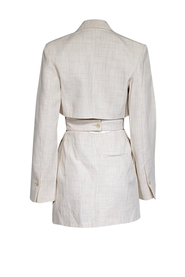 Jacquemus - Beige Cream Blend Cut Out Blazer Dress Sz 4 Jacquemus - Beige Cream Blend Cut Out Blazer Dress Sz 4