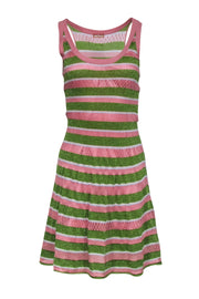 John Galliano - Pink & Green Stripe Knit Sleeveless Dress Sz XS John Galliano - Pink & Green Stripe Knit Sleeveless Dress Sz XS