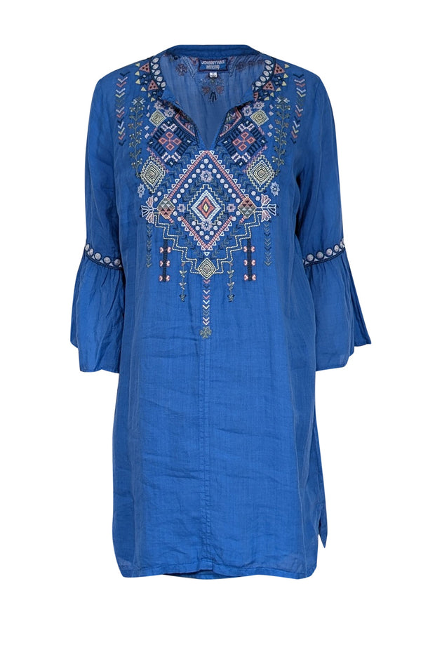 Johnny Was - Blue Embroidered Tunic Dress Sz M Johnny Was - Blue Embroidered Tunic Dress Sz M
