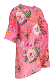 Current Boutique-Johny Was - Pink Multicolored Floral Short Sleeve Top Sz S