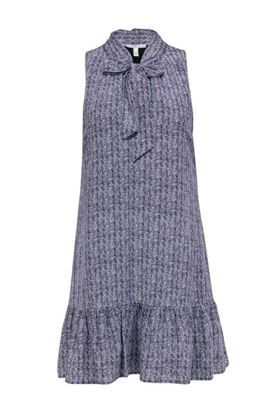 Current Boutique-Joie - Grey Herringbone Sleeveless Dress w/ Neck-tie Sz S