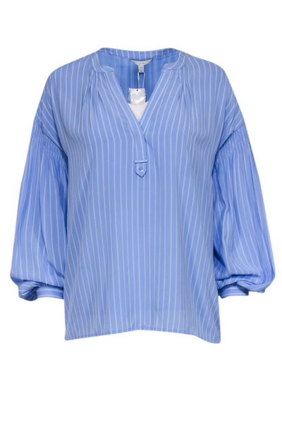 Current Boutique-Joie - Blue w/ White Striped Print Henley Blouse Sz XXS