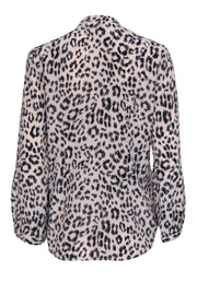 Current Boutique-Joie - Ivory & Black Leopard Print Silk Shirt w/ Neck Tie Sz S