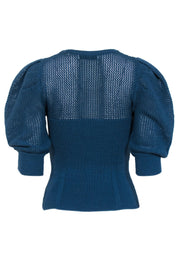 Current Boutique-Joie - Dark Teal Blue Cotton Blend Sweater Sz M