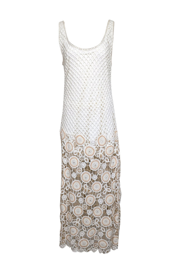 Jonathan Simkhai - Ivory & Beige Crochet Knit Sleeveless Dress Sz 12 Jonathan Simkhai - Ivory & Beige Crochet Knit Sleeveless Dress Sz 12