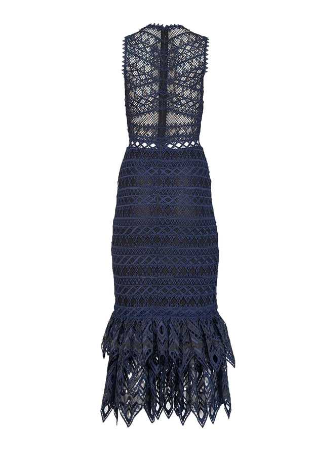 Jonathan Simkhai - Navy & Black Eyelet Lace Sleeveless Fit & Flare For Jonathan Simkhai - Navy & Black Eyelet Lace Sleeveless Fit & Flare For