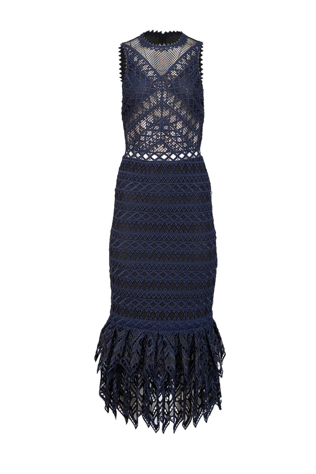Jonathan Simkhai - Navy & Black Eyelet Lace Sleeveless Fit & Flare For Jonathan Simkhai - Navy & Black Eyelet Lace Sleeveless Fit & Flare For