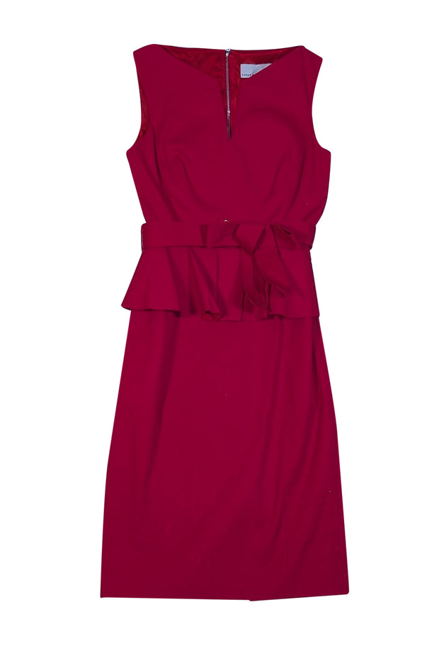 Karen Millen - Red Sleeveless Peplum Dress Sz 2 Karen Millen - Red Sleeveless Peplum Dress Sz 2