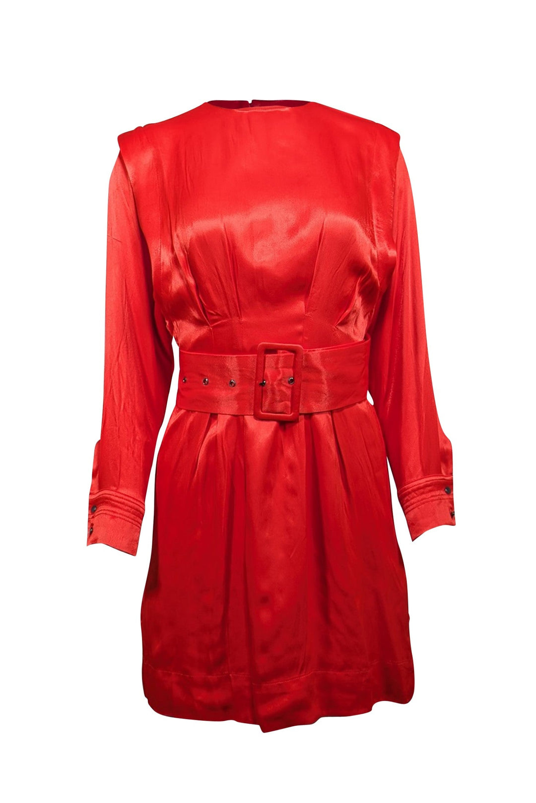 Karen Millen Womens Viscose Satin Woven Power Shoulder Mini Dress - Red - Size 4 Karen Millen Womens Viscose Satin Woven Power Shoulder Mini Dress - Red - Size 4