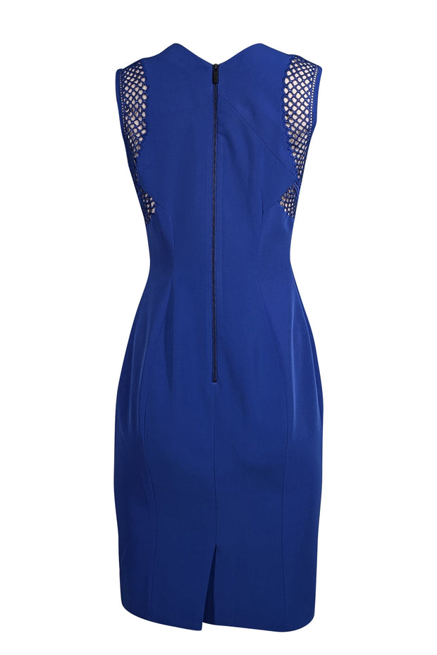 Karen Millen - Royal Blue Sleeveless Eyelet Lace Trim Dress Sz 8 Karen Millen - Royal Blue Sleeveless Eyelet Lace Trim Dress Sz 8