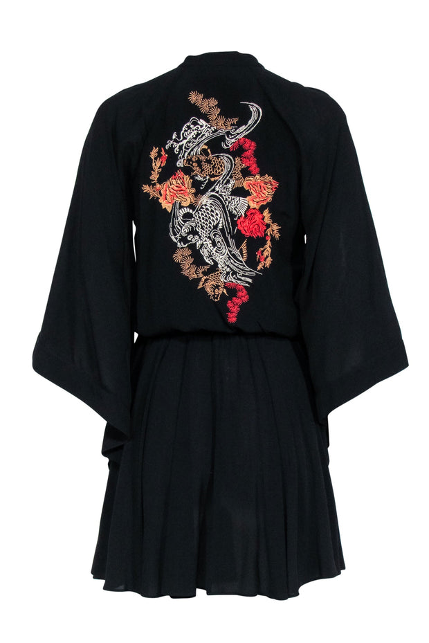 Karen Millen - Black Mini Dress w/ Embroidered Back Detail Sz 4 Karen Millen - Black Mini Dress w/ Embroidered Back Detail Sz 4