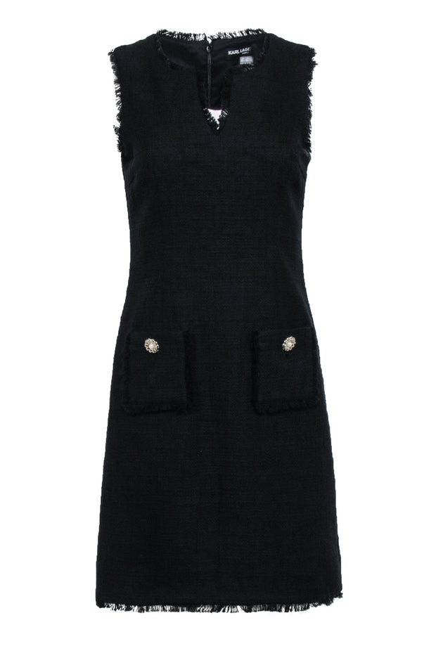 Karl Lagerfeld - Black Tweed Pocket Front Dress Sz 4 Karl Lagerfeld - Black Tweed Pocket Front Dress Sz 4