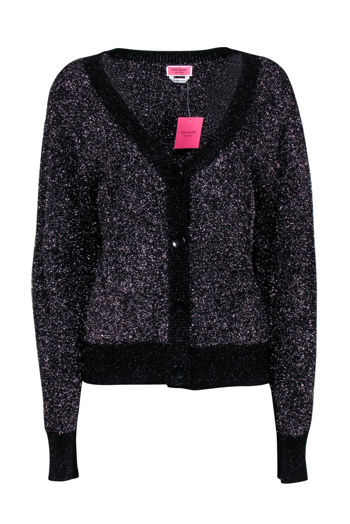 Kate Spade - Black Metallic Sparkle Cardigan Sz XL