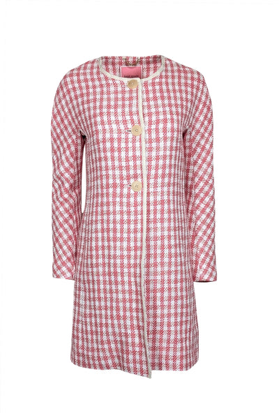 Current Boutique-Kate Spade - Pink & White Tweed Coat w/ Metallic Threading Sz XS