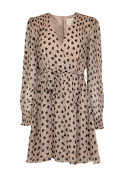 Current Boutique-Kate Spade - Beige & Black Heart Print Silk Dress Sz 8