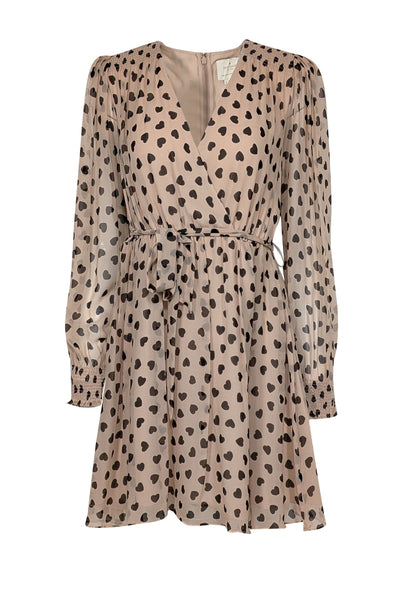 Current Boutique-Kate Spade - Beige & Black Heart Print Silk Dress Sz 8