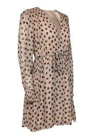 Current Boutique-Kate Spade - Beige & Black Heart Print Silk Dress Sz 8