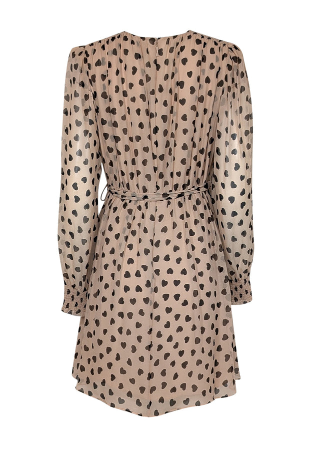 Current Boutique-Kate Spade - Beige & Black Heart Print Silk Dress Sz 8