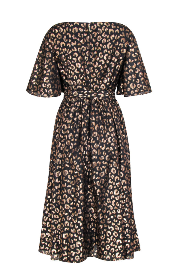 black leopard print midi dress RIXO Meg Leopard Midi Polka Dot