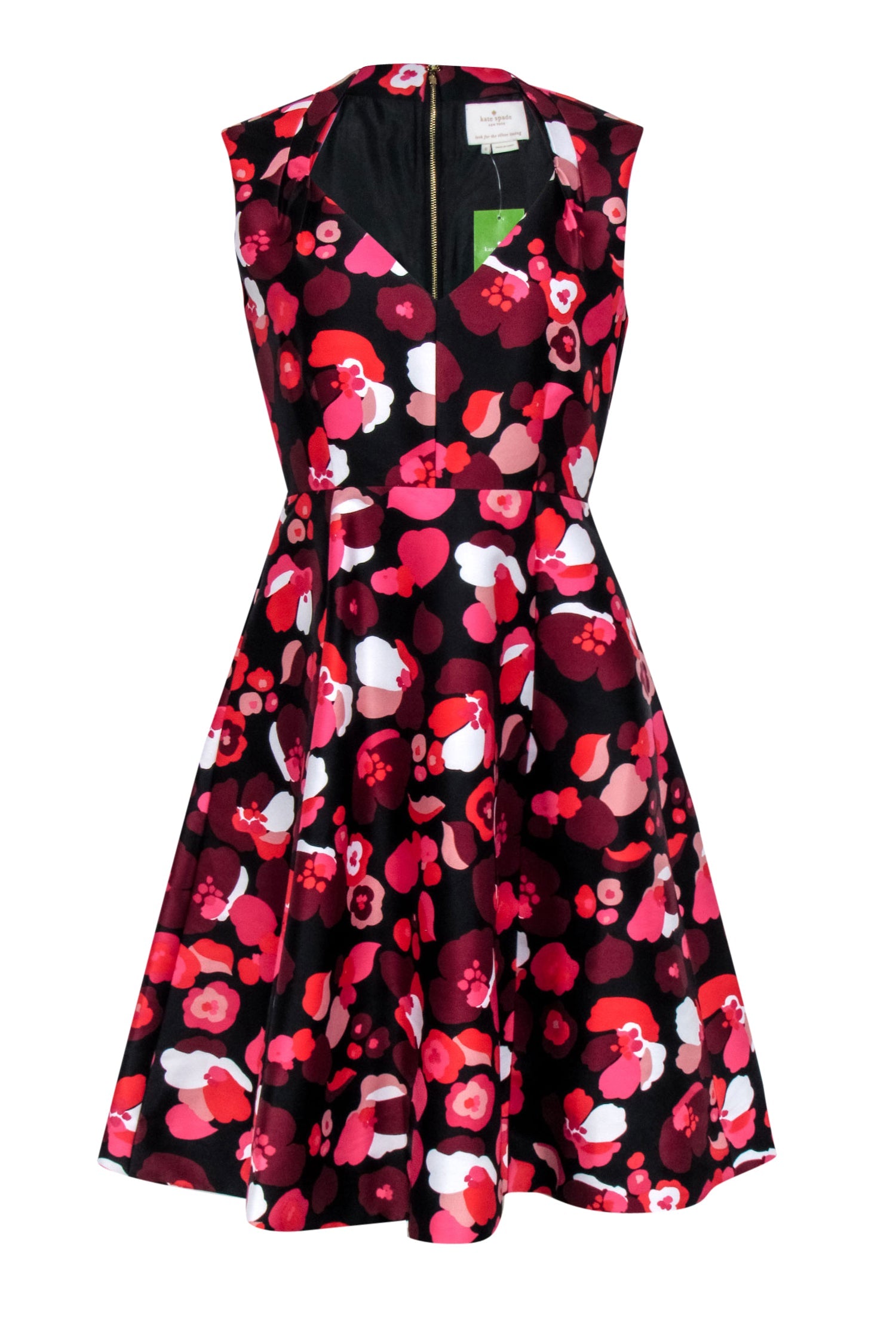 Kate Spade - Black w/ Red & Pink Floral Print Sleeveless Dress Sz 6