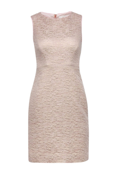 Current Boutique-Kate Spade - Blush, Beige, & Metallic Gold Textured Knit Sheath Dress Sz 2