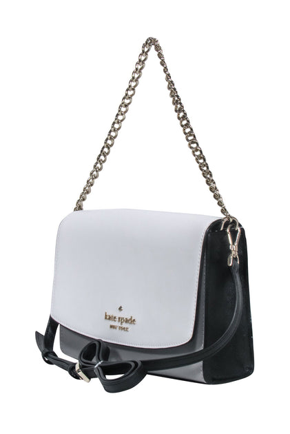 Kate Spade White, Grey Black Leather Crossbody Bag Current
