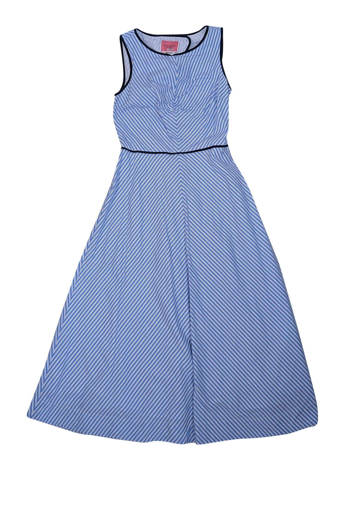 Kate Spade - Blue & White Striped Sleeveless Button Back Dress Sz 0 Kate Spade - Blue & White Striped Sleeveless Button Back Dress Sz 0