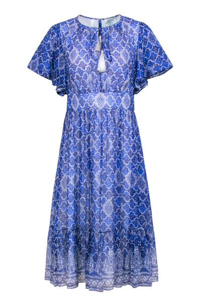 Current Boutique-Kate Spade - Blue & Cream Print Dress the “Maddison Ave. Collection” Sz 2