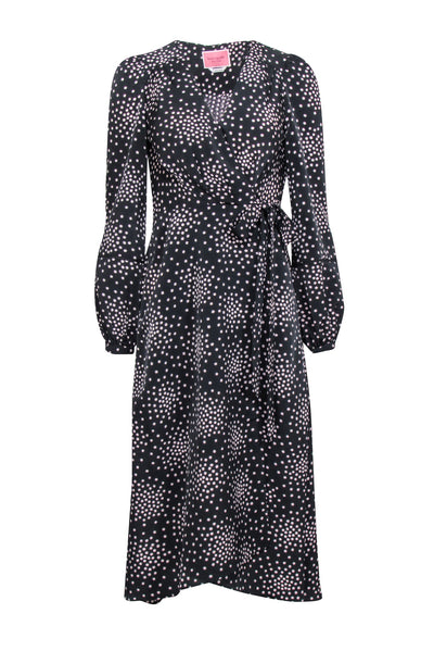 Kate Spade - Black & Light Pink "Festive Confetti" Wrap Dress Sz 0 Kate Spade - Black & Light Pink "Festive Confetti" Wrap Dress Sz 0