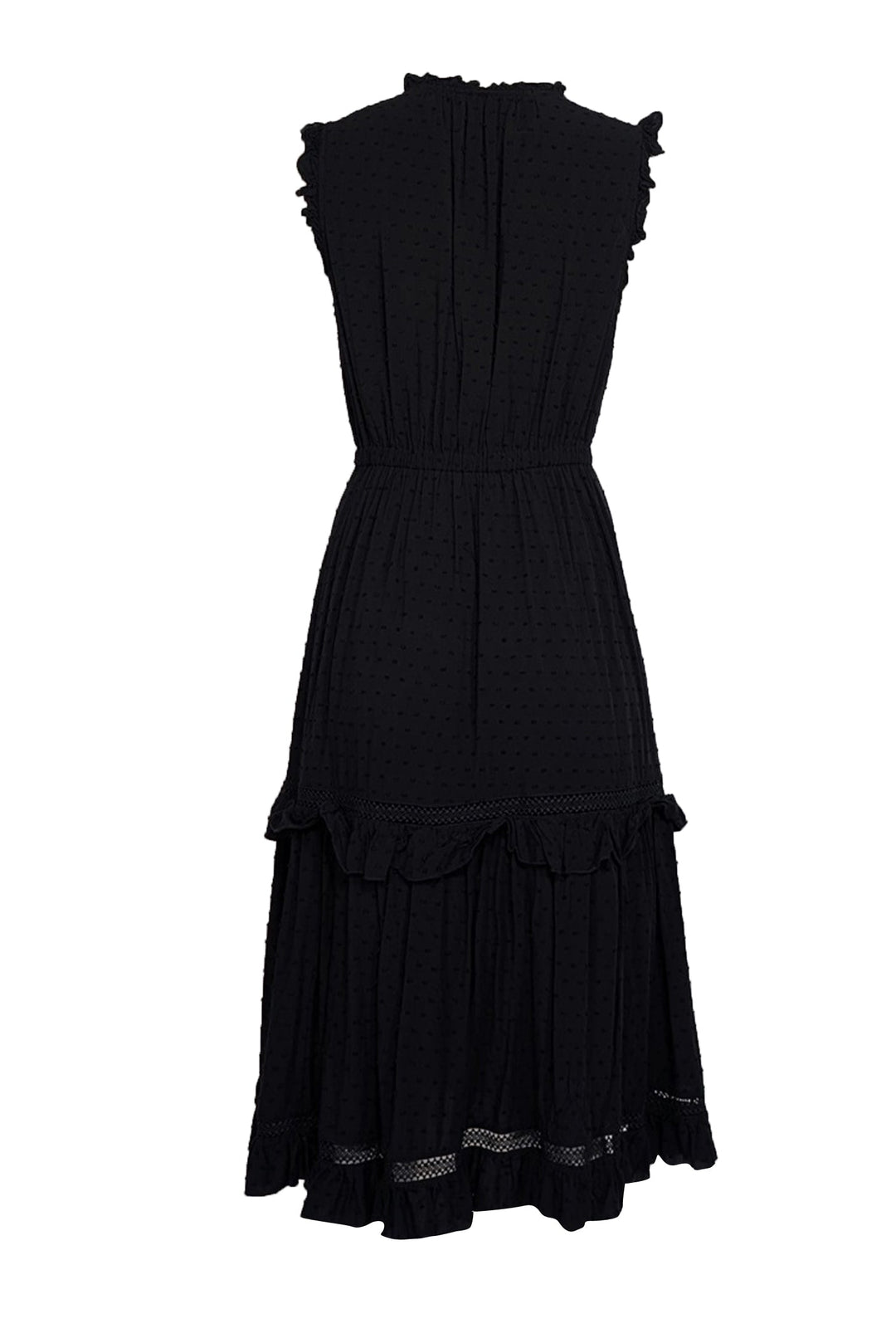 Kate Spade - Black Swiss Dot Midi Dress w/ Eyelet Lace Trim Sz M