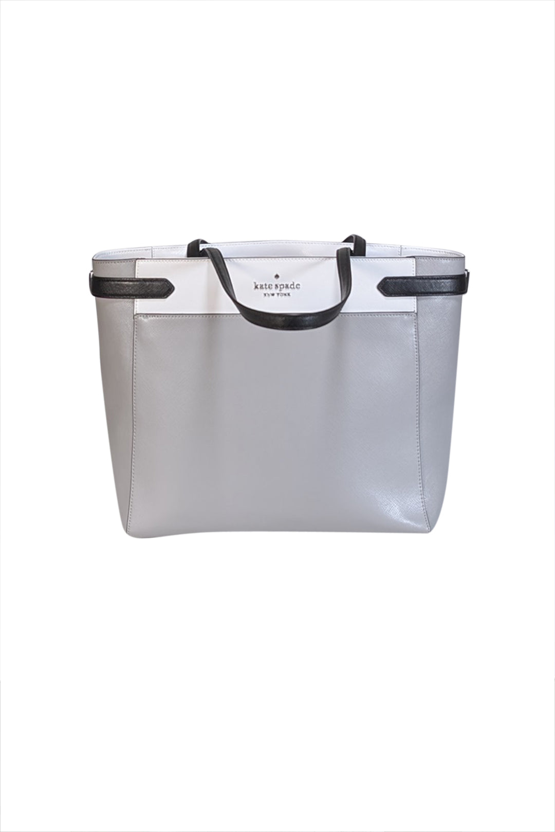 Kate Spade Grey, White, Black Color-Block Tote Bag Current