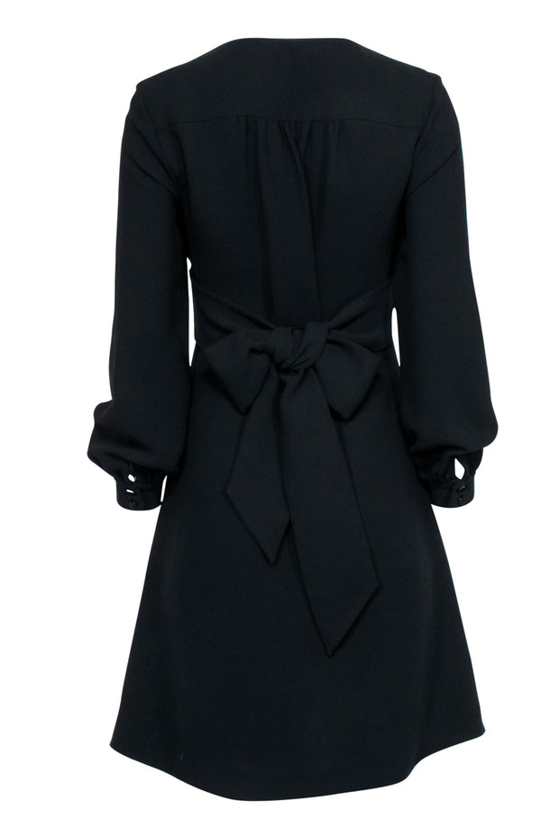 Kate Spade - Black Long Sleeve Fit & Flare Dress w/ Back Tie Belt Sz 4 Kate Spade - Black Long Sleeve Fit & Flare Dress w/ Back Tie Belt Sz 4