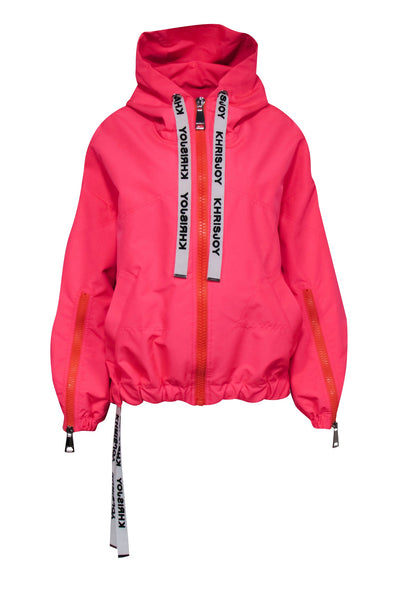 Current Boutique-Khrisjoy - Neon Pink & Orange Zipper Front Hooded Jacket Sz 0