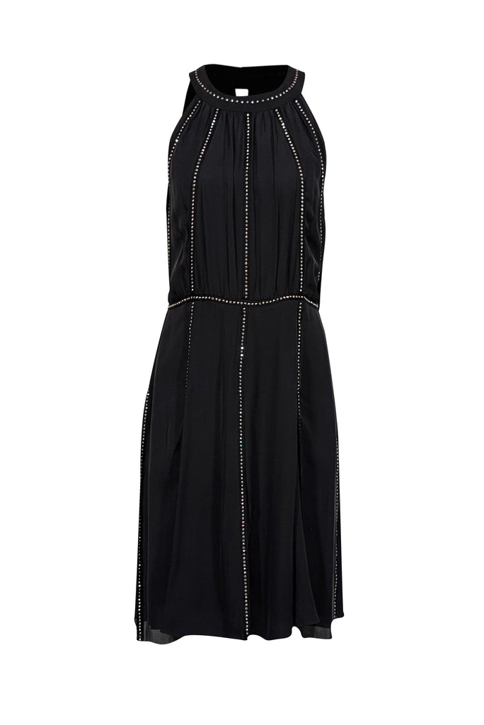 L'Agence - Black Silk Studded Car Wash Hem Dress Sz 6