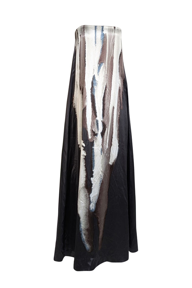 Kayse Strapless Gown In Eclipse Print Silk - Castle Grey by Lafayette 148 NY Kayse Strapless Gown In Eclipse Print Silk - Castle Grey by Lafayette 148 NY