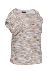 Current Boutique-Lafayette 148 - Beige & White Blend Cap Sleeve Top Sz 8